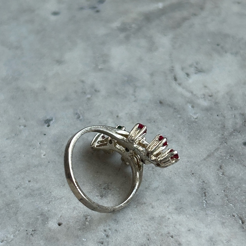 Vintage Ruby Emerald Ring, Simulated Stones, Gold… - image 8